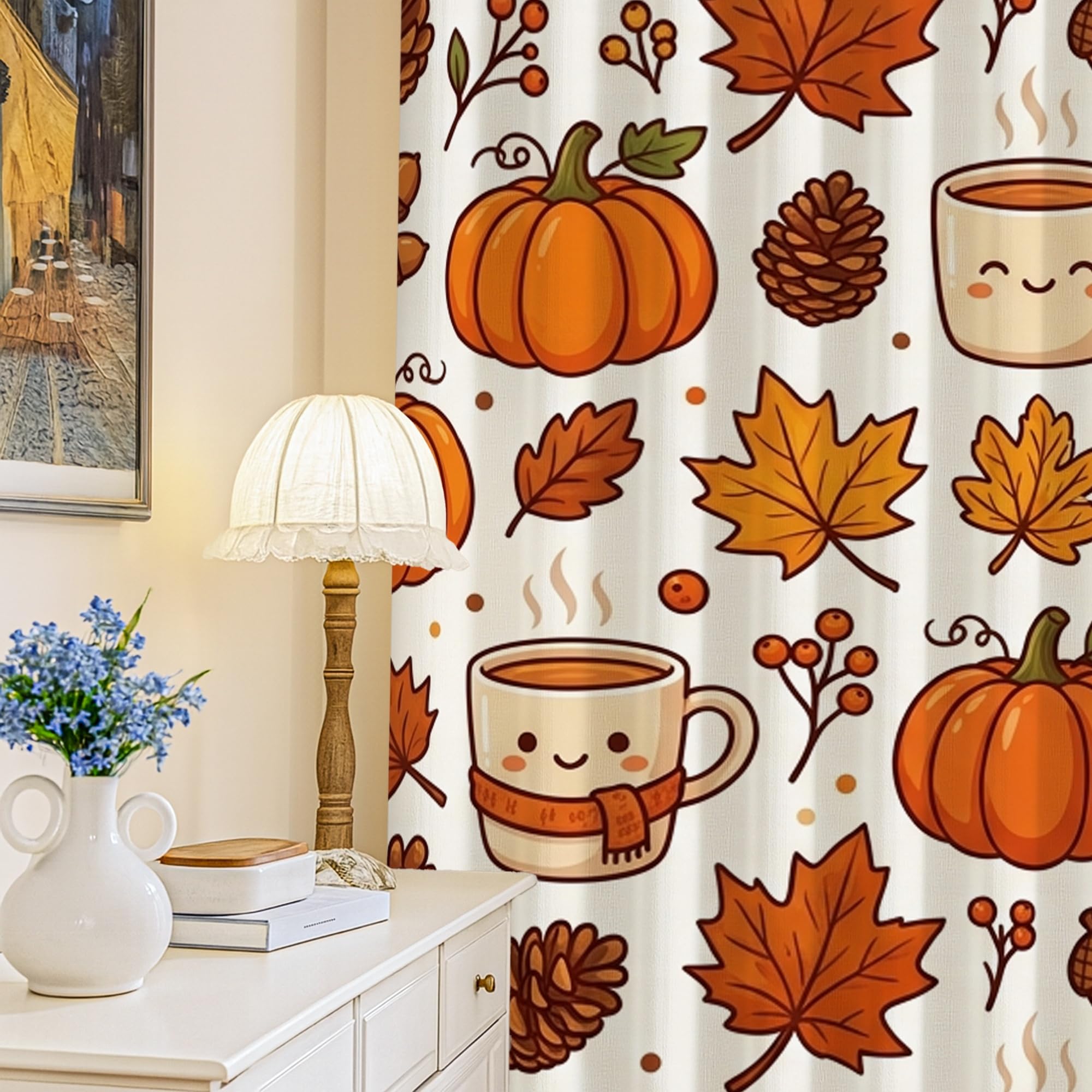 Rideaux occultants chambre bébé motif feuille d'érable