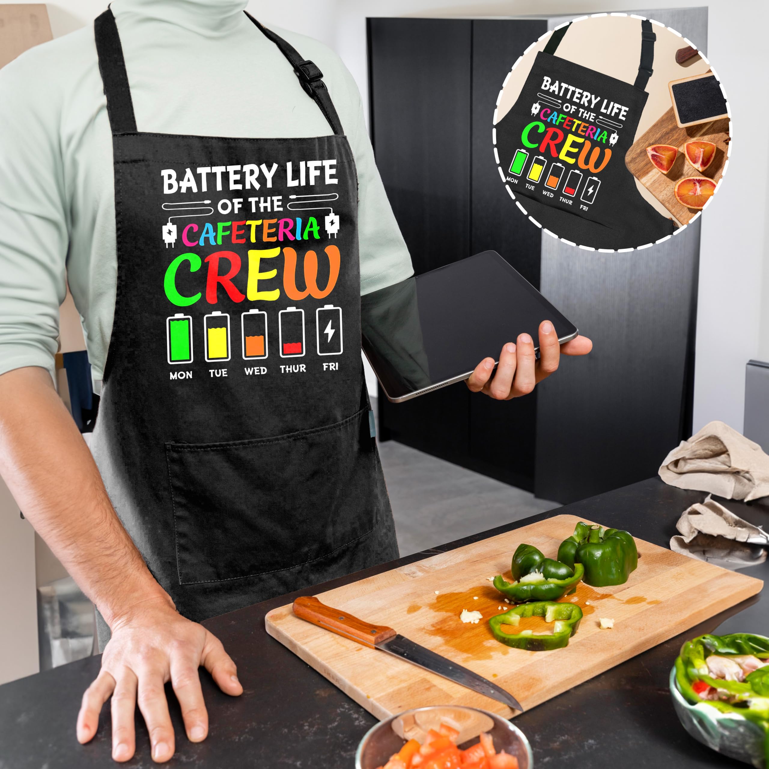 Cafeteria Worker Gifts Adjustable Apron with Pockets, Lunch Lady Hero Appreciation Gifts