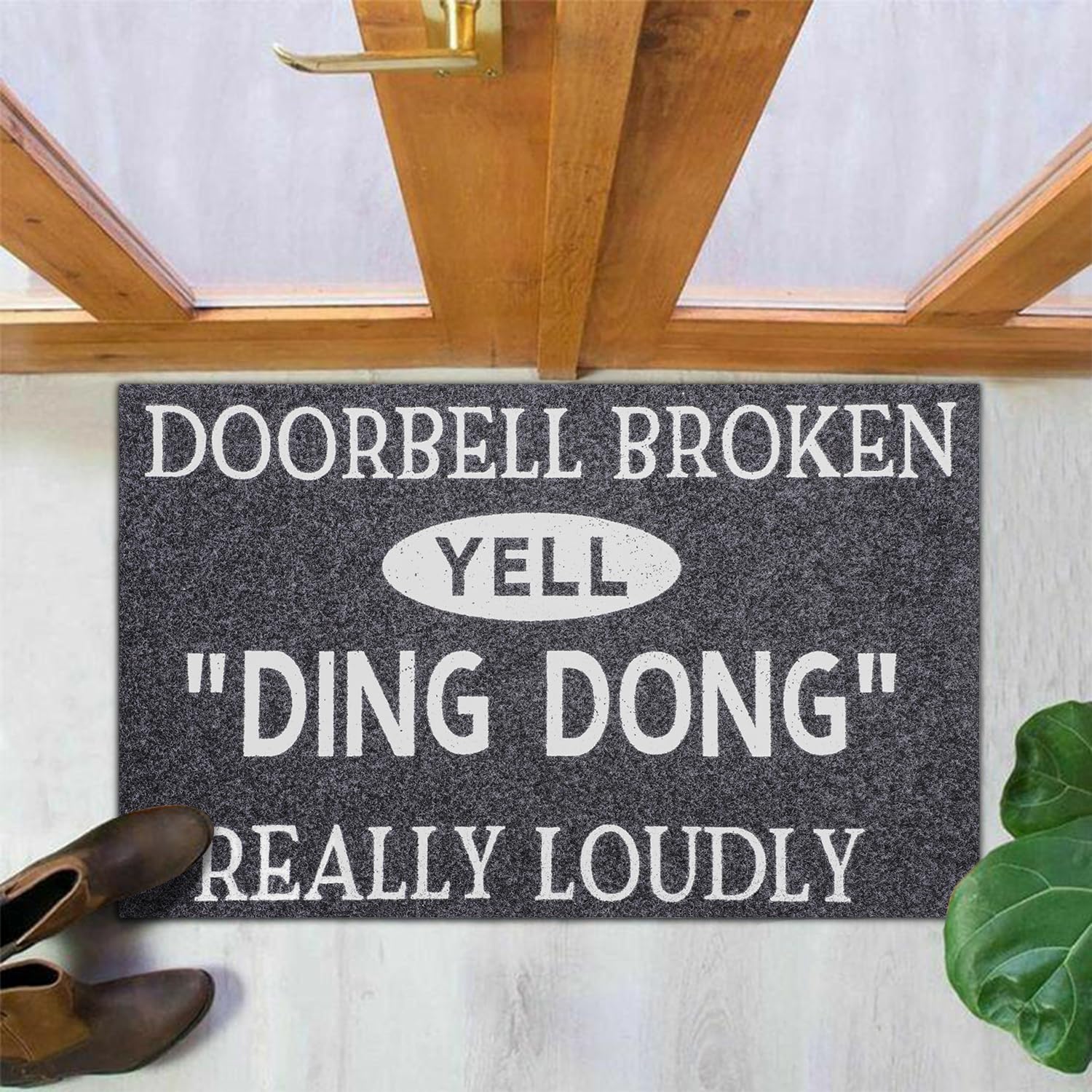 Funny Welcome Mat – 'Doorbell Broken Yell Ding Dong Really Loud' – Indoor/Outdoor, Non-Slip, 28" X 18" - View #6
