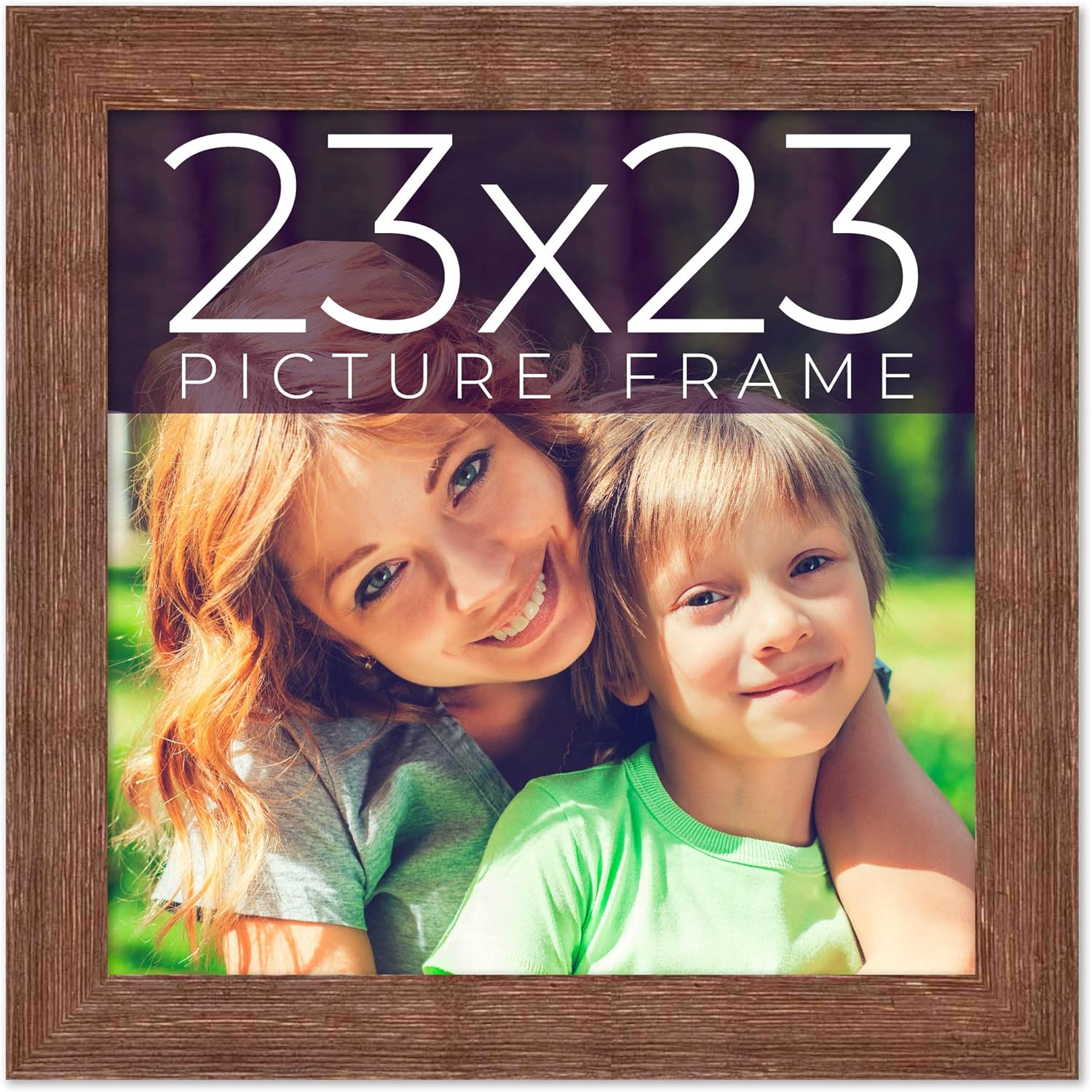 23x23 Frame Brown Farmhouse Solid Wood Picture Frame Width 1.5 Inches Interior
