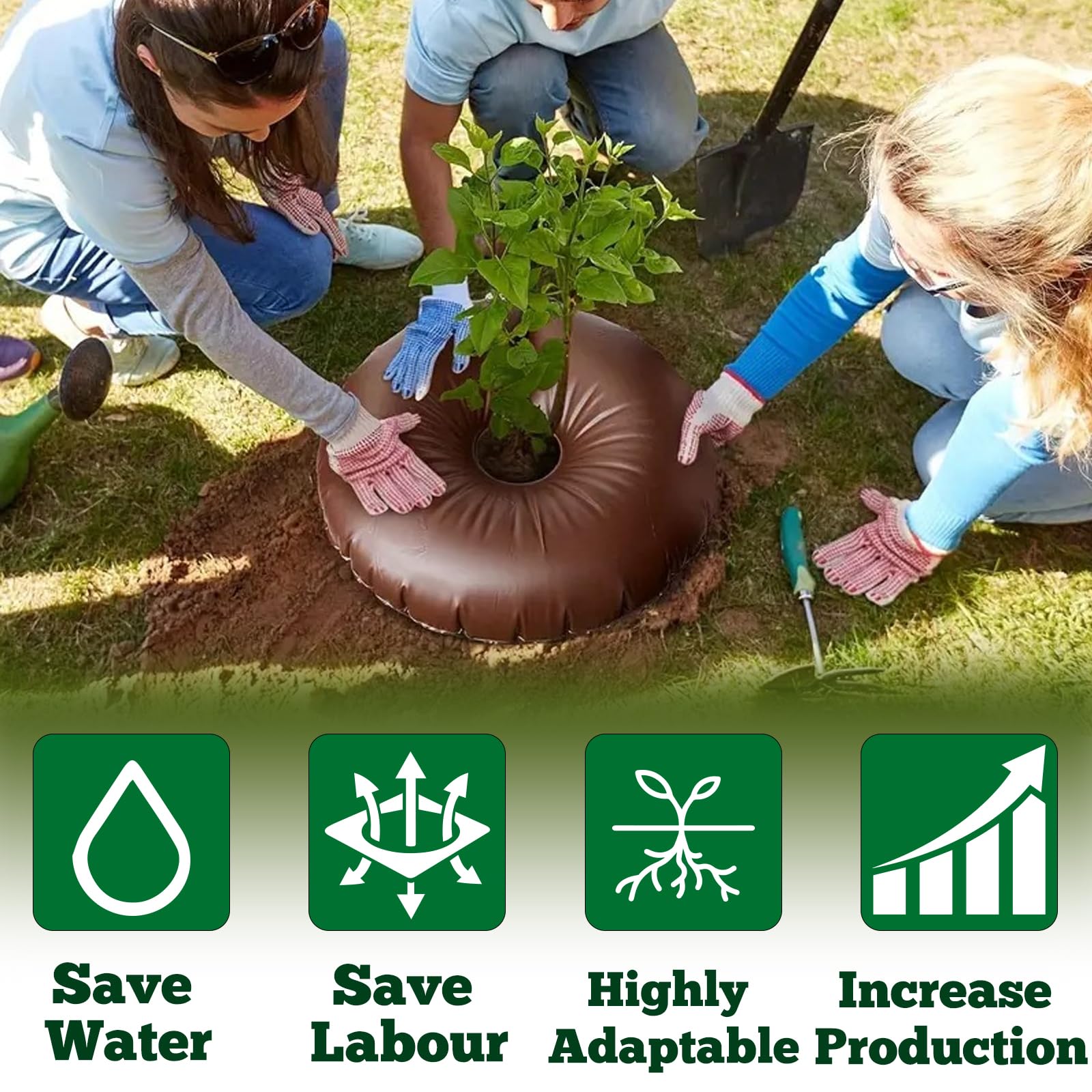 Sac D'arrosage pour Arbres, Pieux D'arrosage des Plantes, Sac D'arrosage pour Arbres, Dispositif D'irrigation Automatique, Sacs pour Arbres pour I'irrigation (90cm(78 L),Green 8 Pieces)