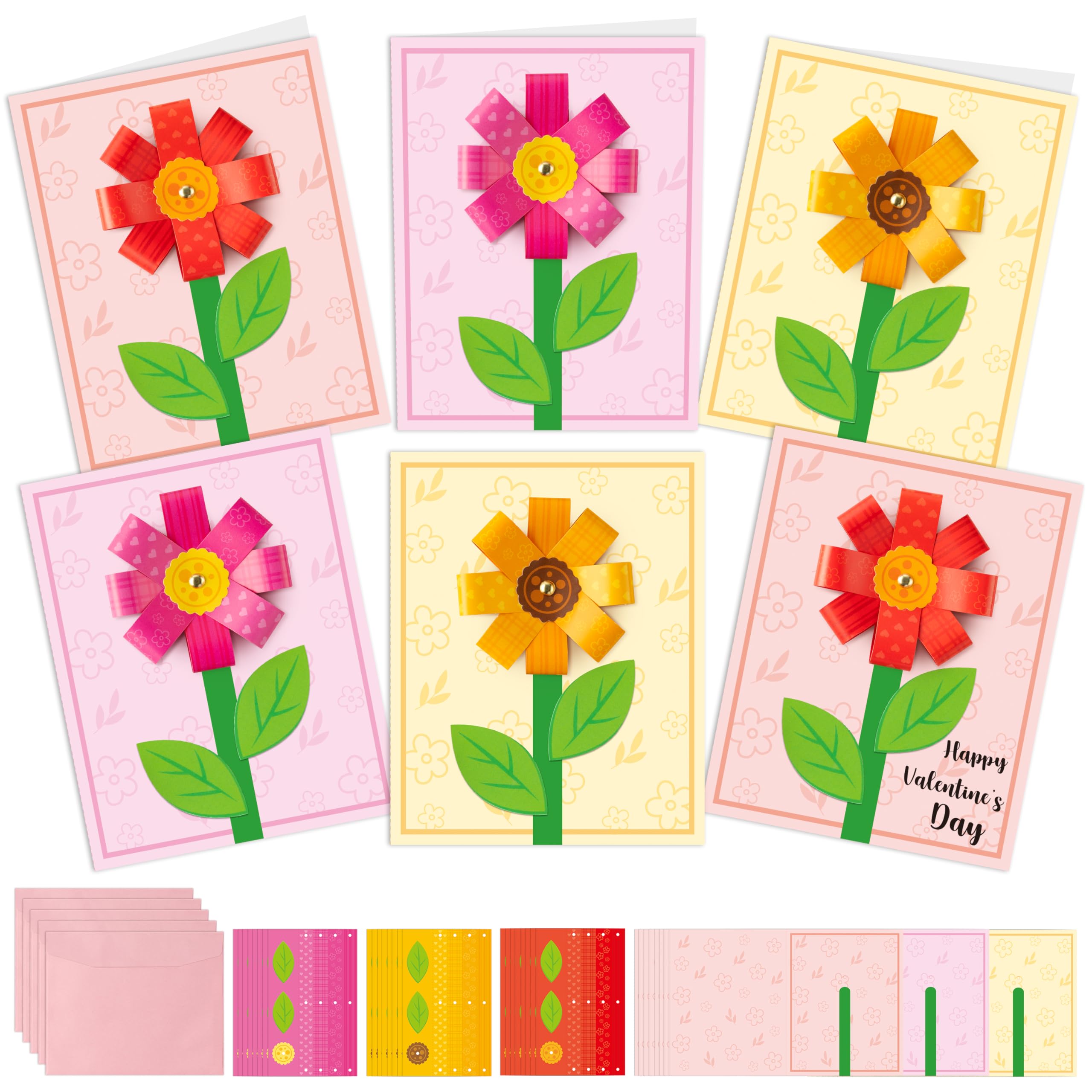 WATINC Mother's Day Spring 3D Flower Greeting Card Kits, 24 Pack DIY Flower Craft Thanks Cards with Envelopes, Graduate Gifts Thankful Project Fun