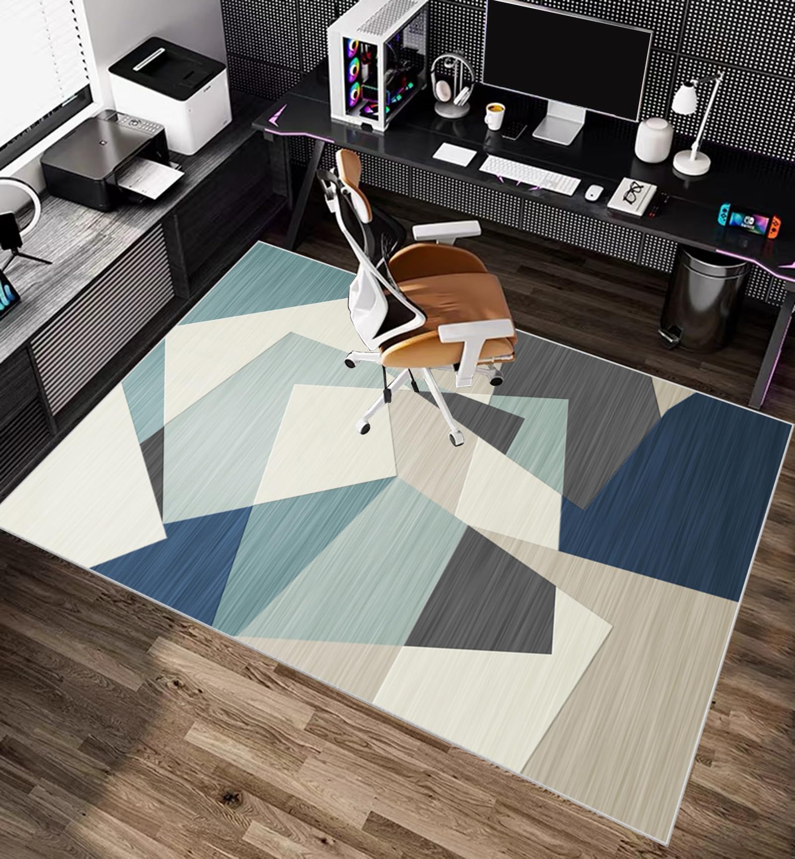Bodenschutzmatte Bürostuhl Teppich für Hartböden, 160 x 180 cm Schreibtischstuhl Unterlage, Gaming Schutzmatten, Computerstuhl Teppiche, Teppich Bürostuhl geeignet für Laminat, Parkett, Fliesen