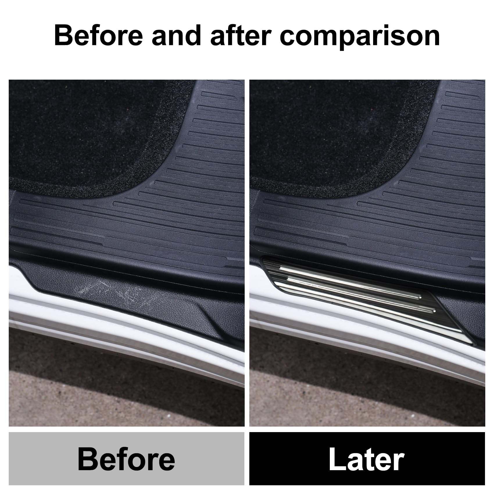 Hugeek 4PCS Door Sill Protector Compatible with Subaru 2019-2024 Forester Accessories Black Brushed Stainless Steel Material Auto Door Entry Guards