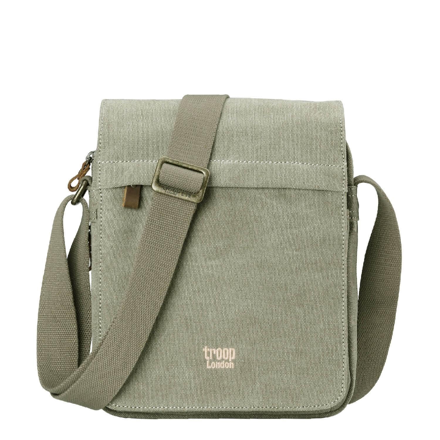 Troop London TRP0242 Classic Canvas Across Body Bag Khaki
