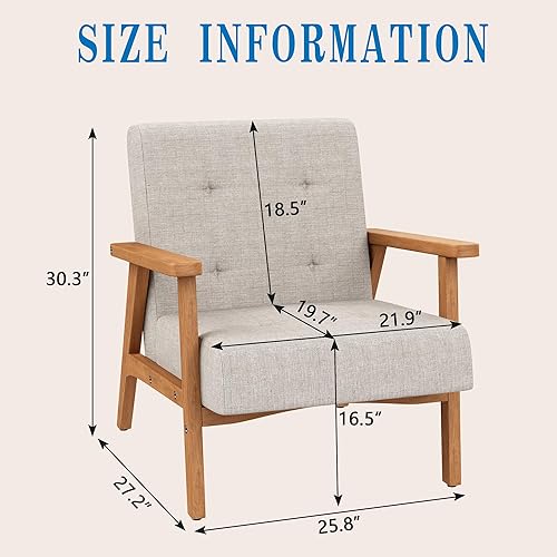 Miniatura 2 de Alunaune Juego de 2 sillas decorativas grises de mediados de siglo, sillas tapizadas para sala de estar, con marco de madera moderna, pantuflas,