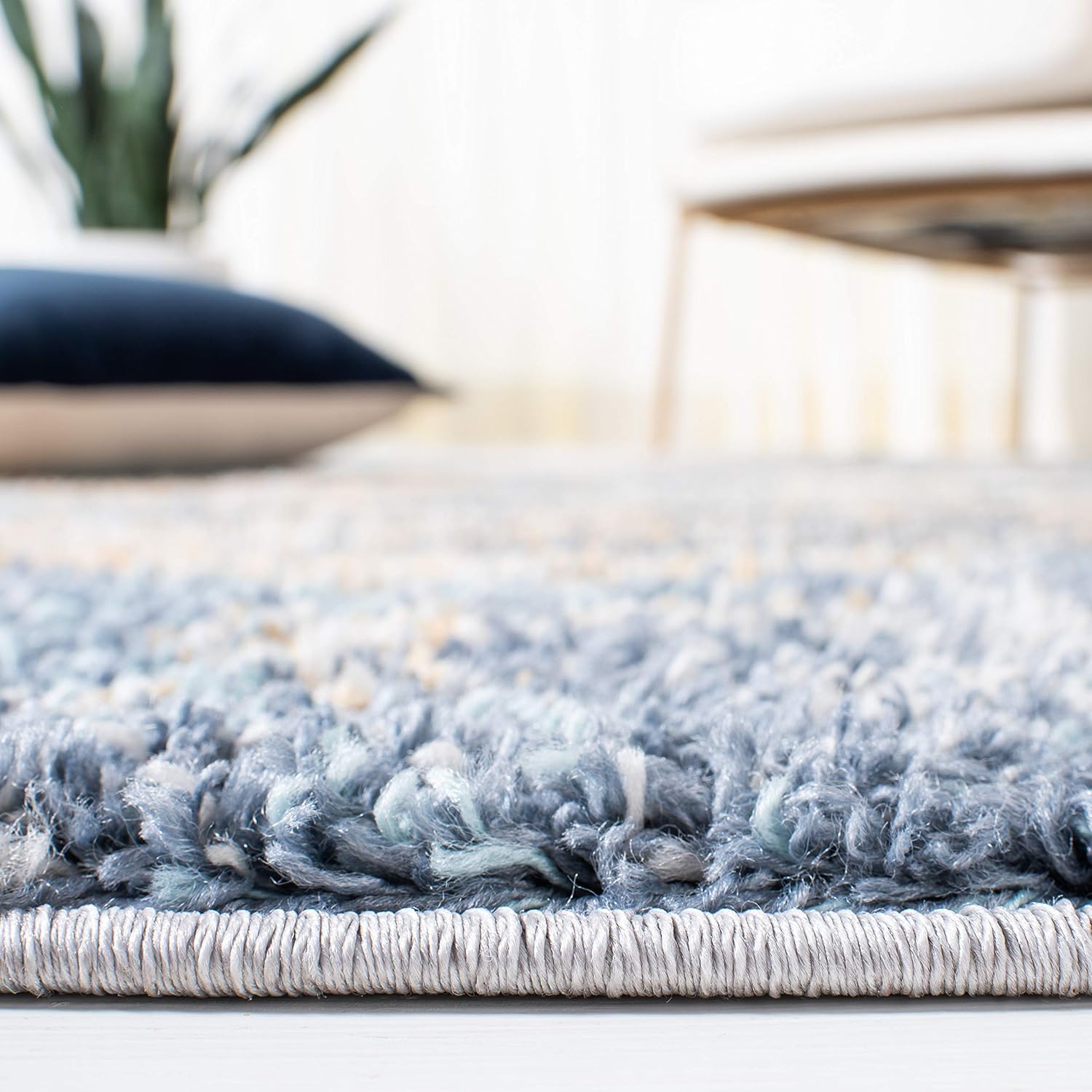 SAFAVIEH Calista Collection Runner Rug - 2'3" x 7', Blue & Grey, Abstract Design, Non-Shedding & Easy Care, 1-inch Thick Ideal for High Traffic Areas in Living Room, Bedroom (CAL110M)