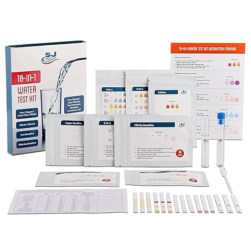 Kit de prueba de agua SJWAVE 18 en 1 2024 - Análisis preciso de 5 pruebas sensibles cloro, hierro, nitrito, cobre, sulfato y 13 parámetros