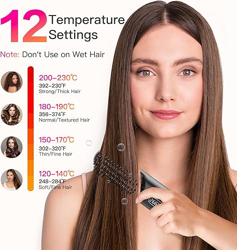 Miniatura 3 de iTayga - Cepillo alisador de pelo inalámbrico, cepillo alisador de pelo portátil mejorado para mujeres con tamaño de viaje, peine recto inalámbrico