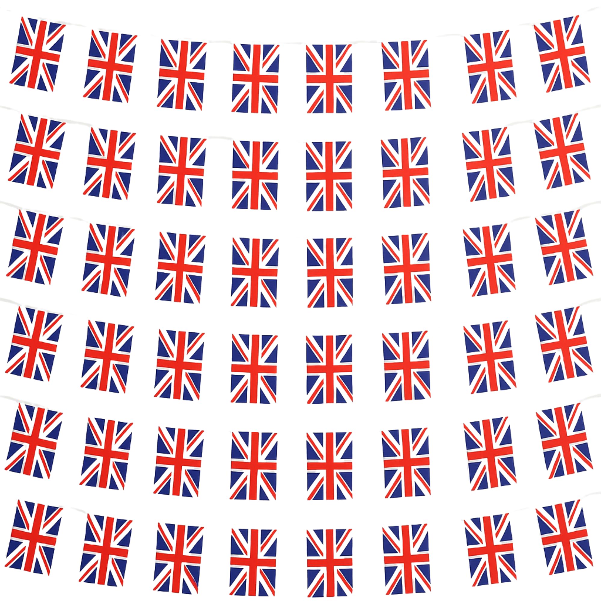 10M Long (32FT) Union Jack Flag Bunting – 20 PVC Pennants | UK Party Decorations, British Banner for Street Parties, Royal Events & Celebrations (2)