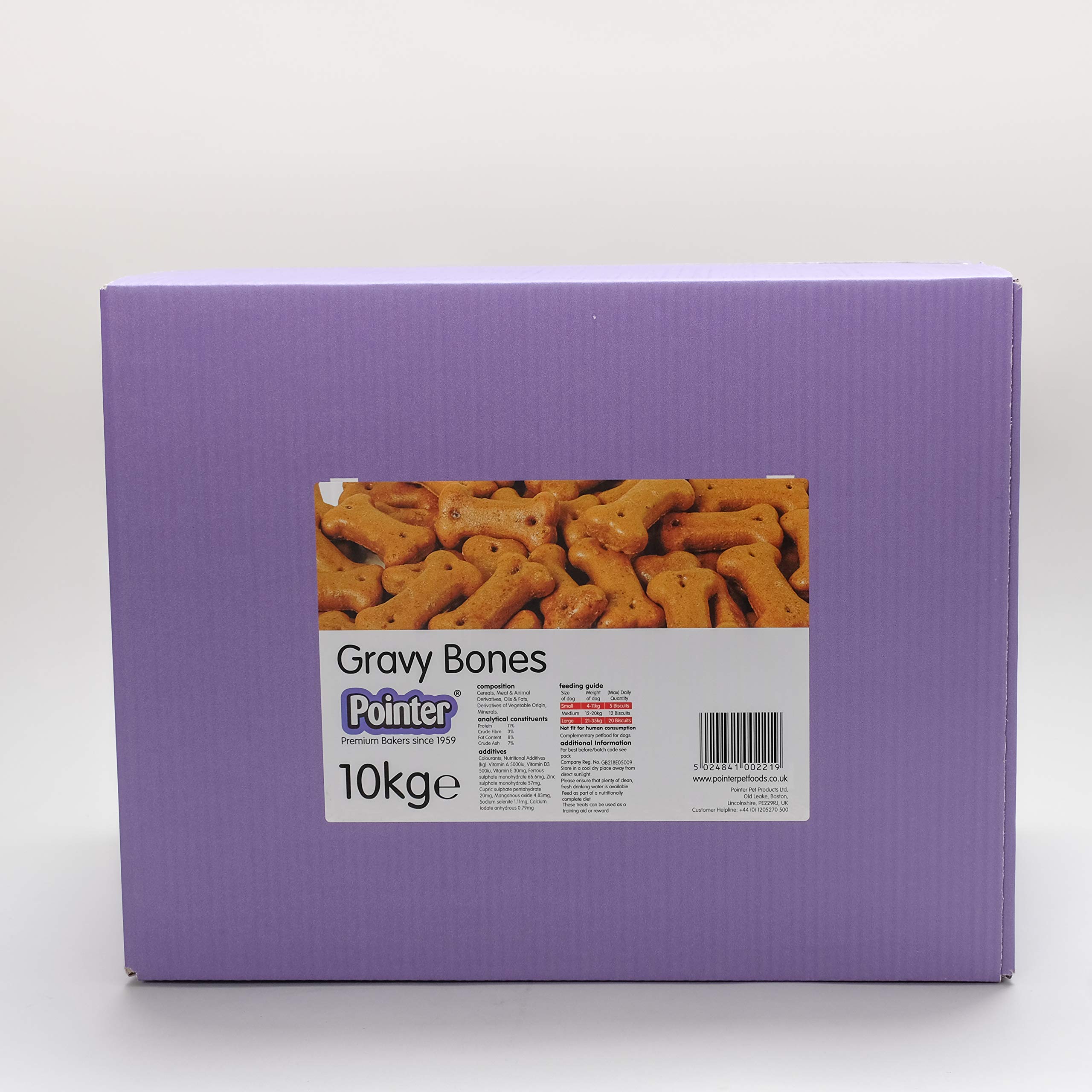 Pointer - Gravy Dipped Bones - Oven Baked Gravy Bones for Dogs, Added Vitamins, Use as Snack or Reward for Dogs, 10kg Box