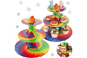 2-Piece 3-Tier Rainbow Tie Dye Cupcake Stand