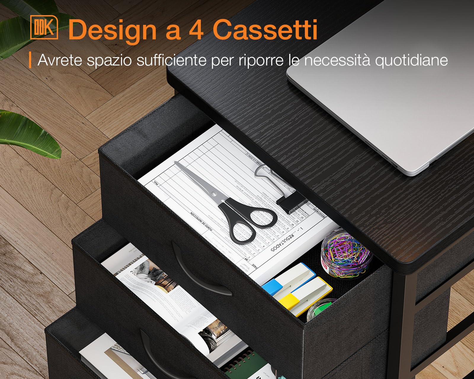 ODK Scrivania Gaming Angolare, Scrivania Angolare Reversibile con 4 Cassetti, Tavolo a Forma di L con LED e 2 Porte di Ricarica USB e 2 Prese di Corrente per Casa Ufficio (Nero, 160x80x84.7cm)