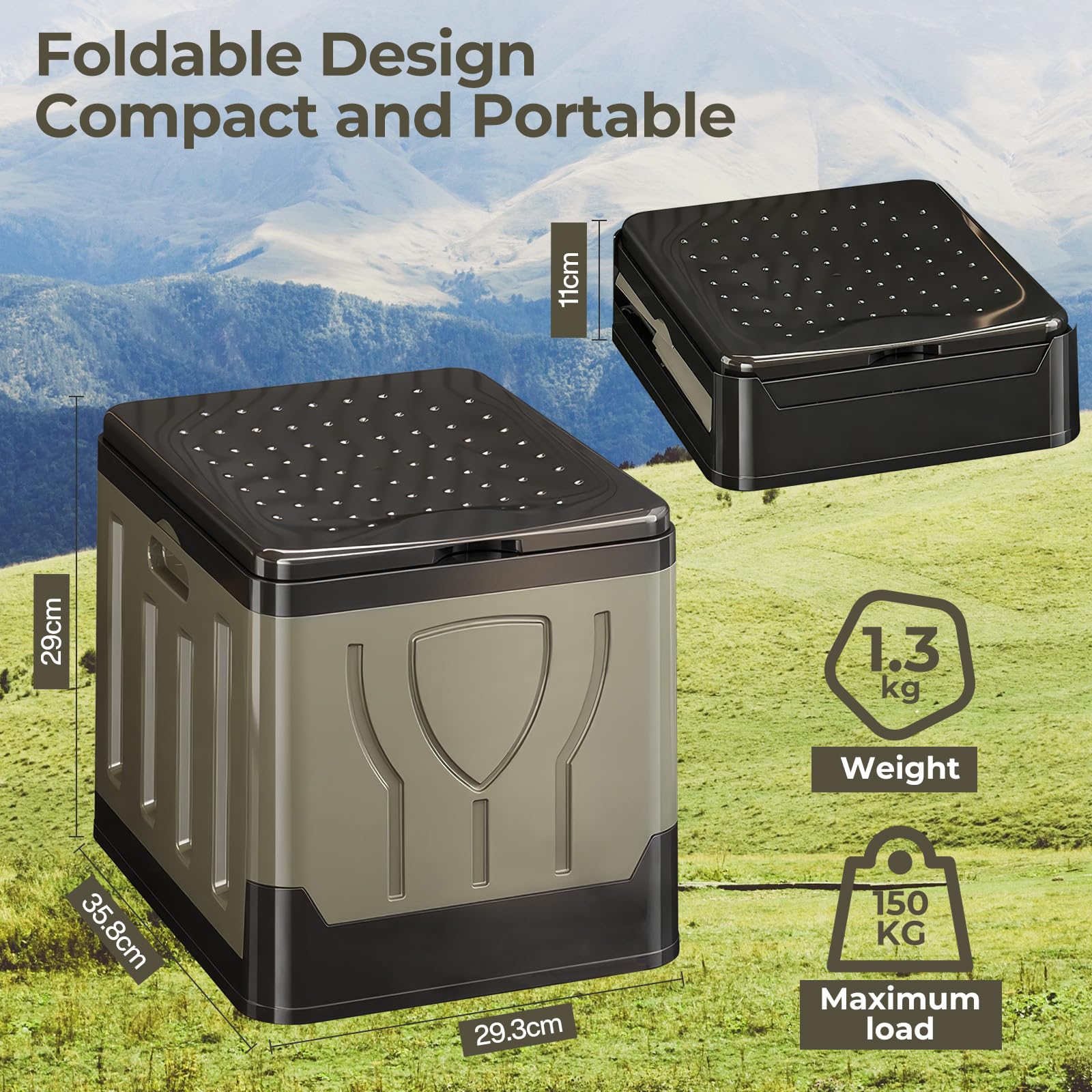 WC Portatile, Toilette Portatile, Supporta Fino a 150KG, WC da Campeggio, Gabinetto Portatile Adulti, con Tappetino, Sacchetto di Stoccaggio, Sacchi per la Spazzatura, per Campeggio, Viaggio