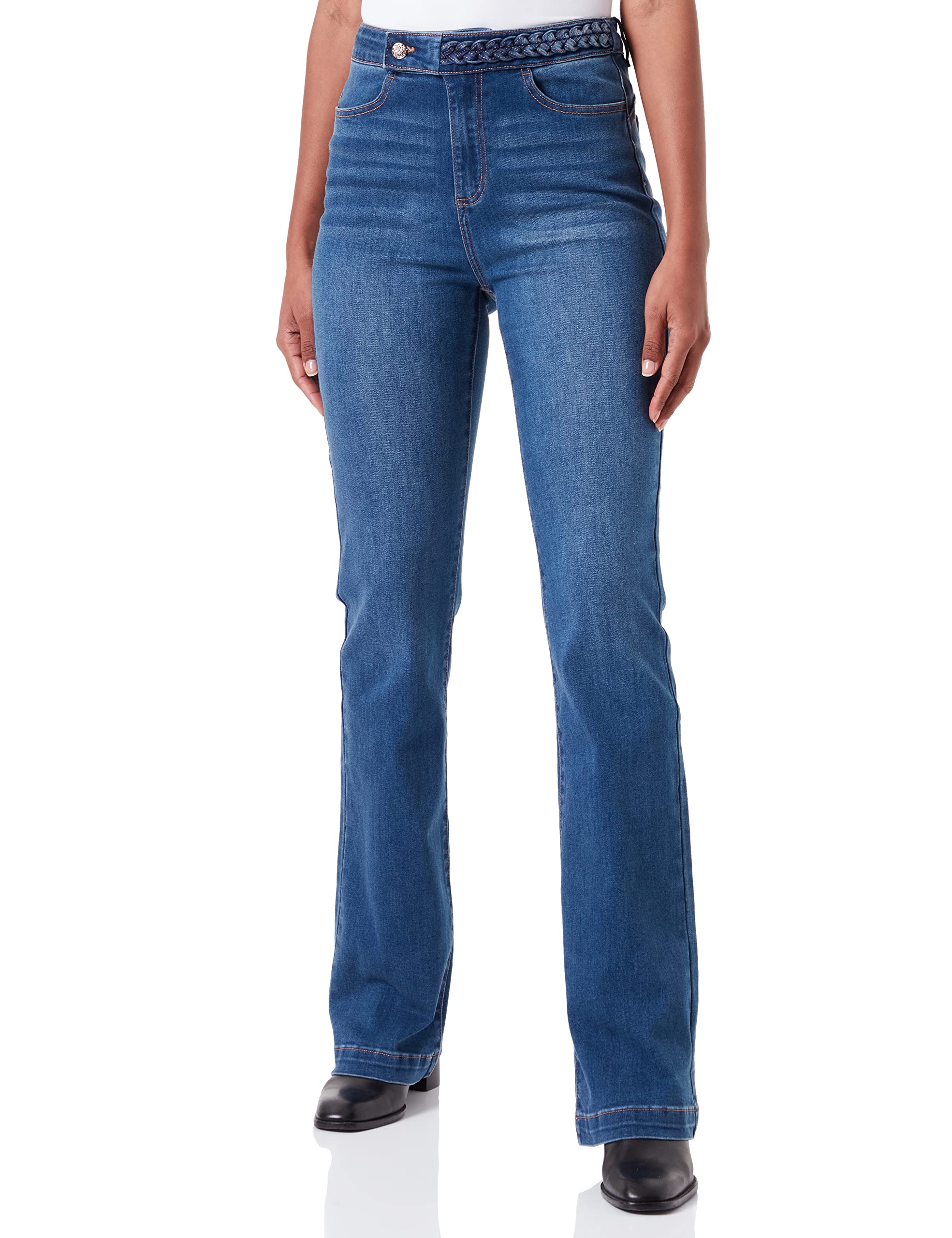 Morgan Jean Détails Tresse Ceinture 222-pkely - Jeans - Marin - Femme