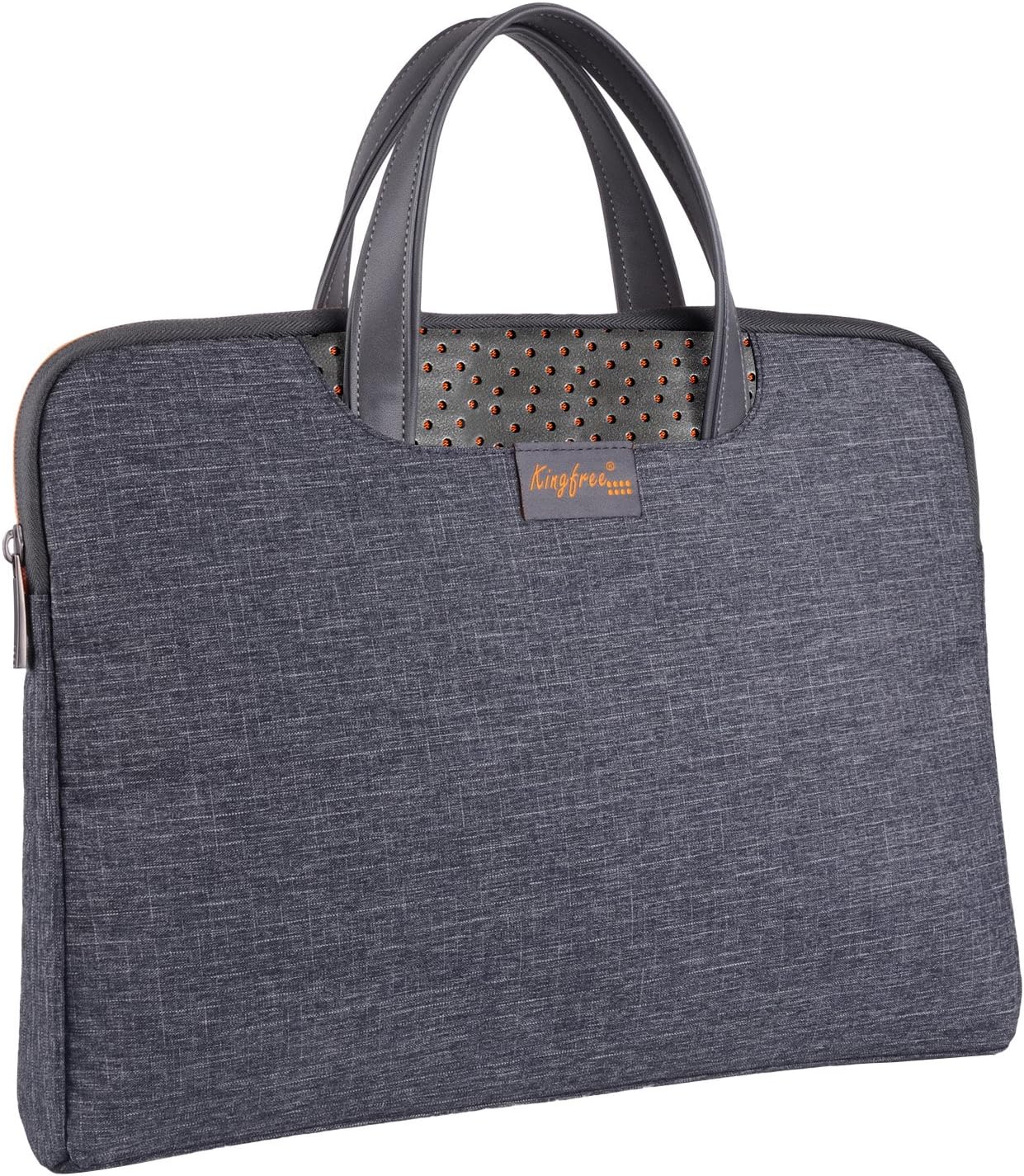 Laptop Bag 14'' Kingfree Multifunctional Waterproof Portable Canvas Macbook Bag (Orange Zipper)