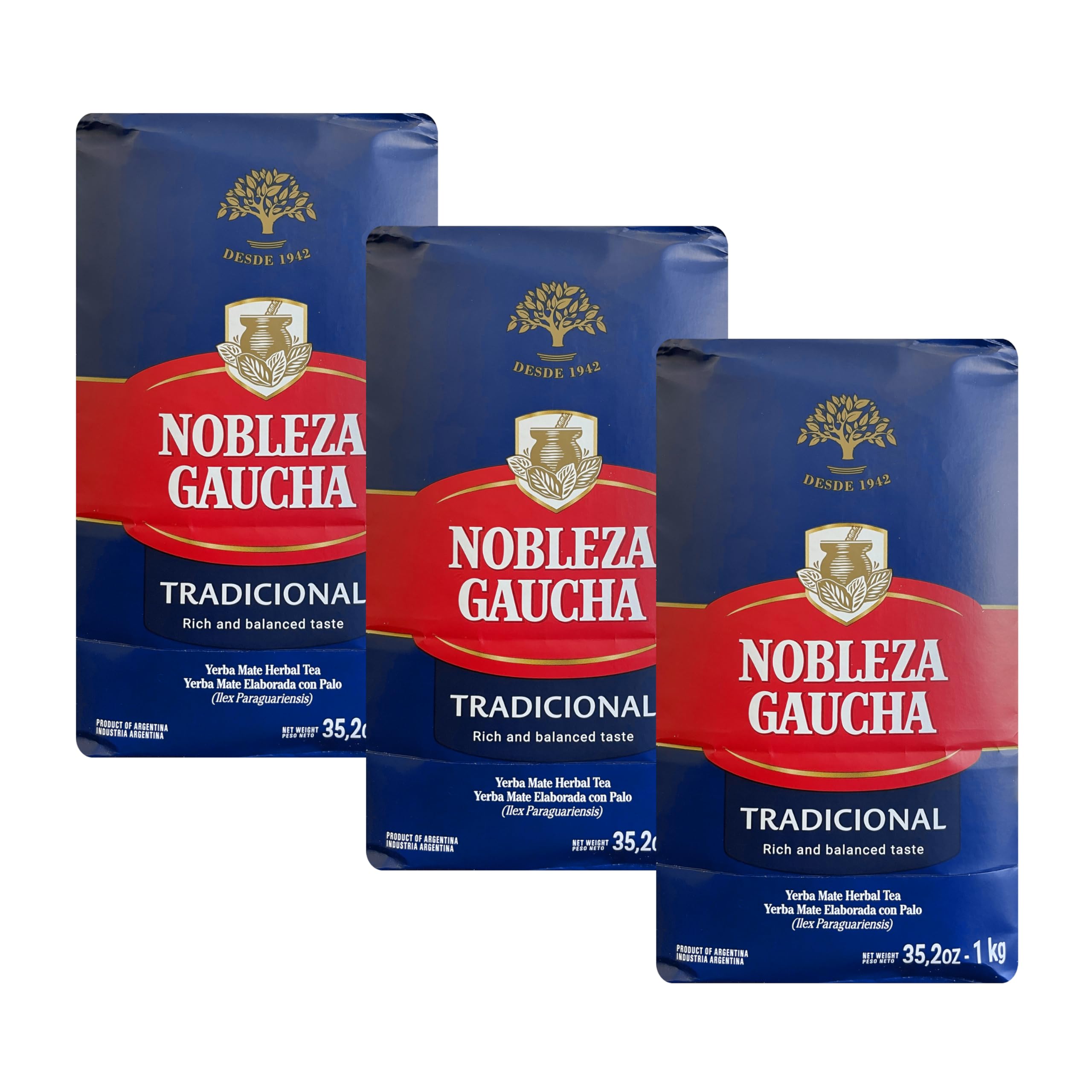 Yerba Mate Herbal Tea with Sterm | Traditional Argentina Brew USA-Specific Packaging 2.2 lbs - 3 Packs