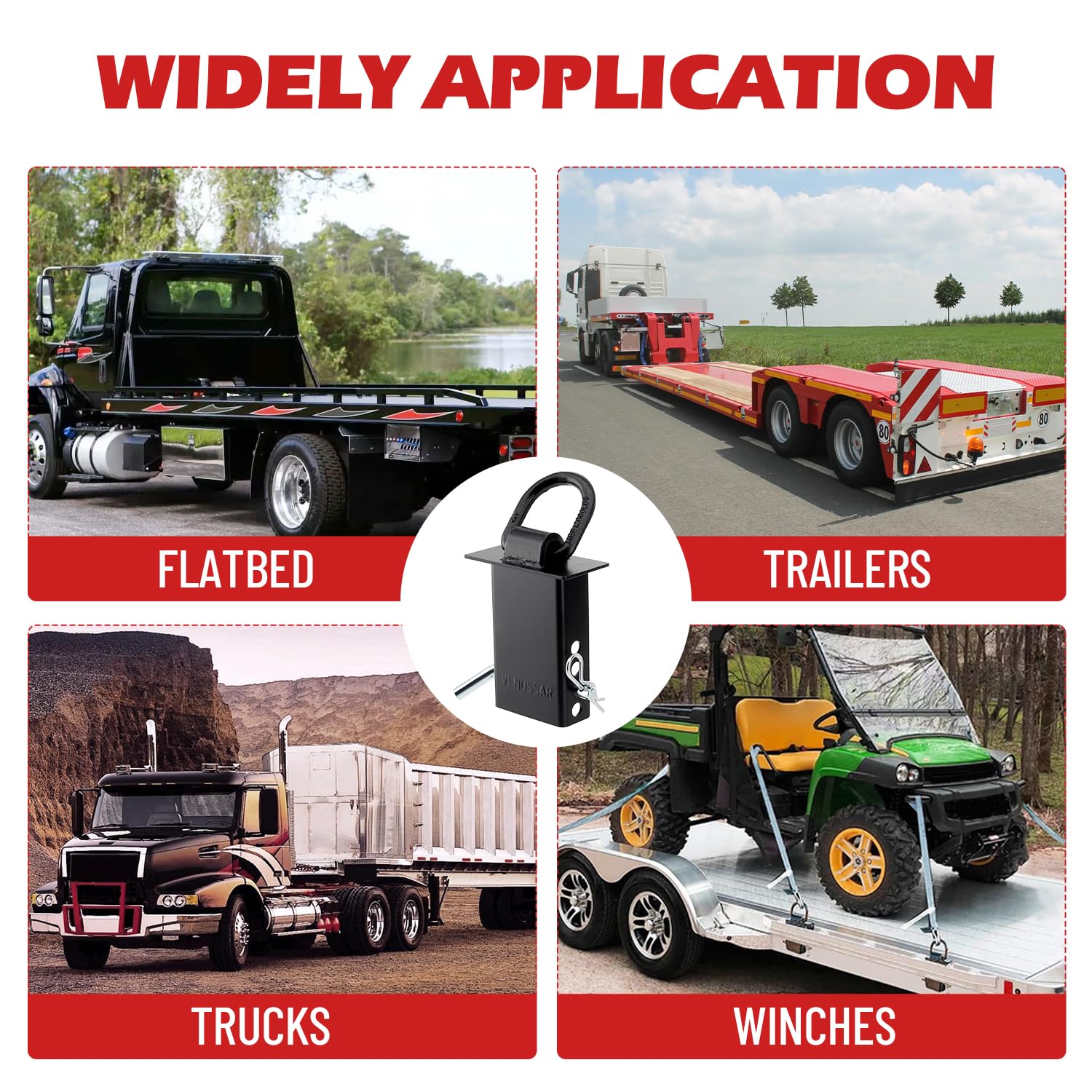 Confezione da 6 anelli a D per rimorchi da 7,348 kg, per camion e rimorchi con tasche standard da 5,1 x 10,2 cm