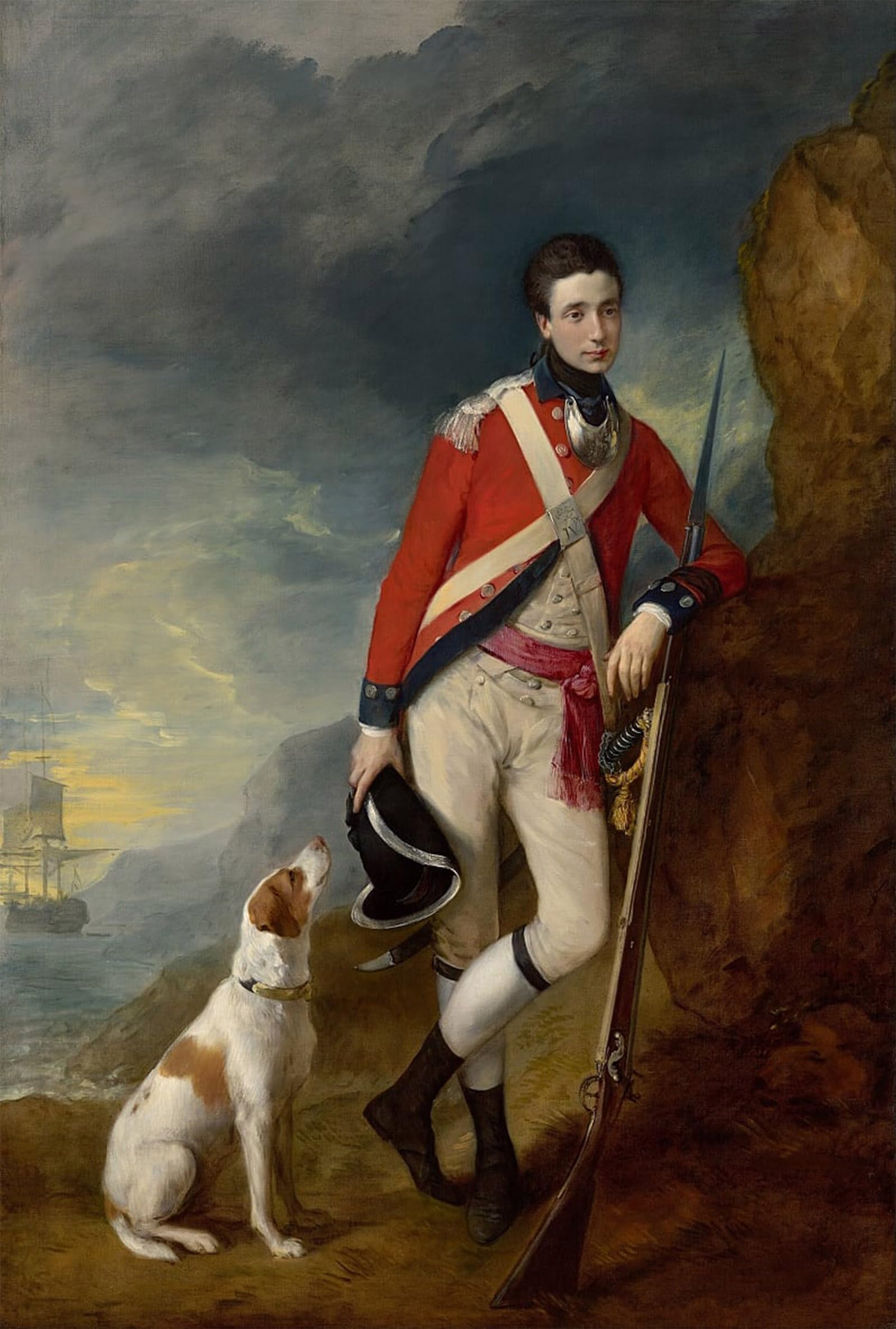 ARTXLXXBN Famous Painting Canvas Artwork Graffiti Print an Officer of the Th Regiment of Foot by Gainsborough Portrait Canvas Image for Home Decor 60x90cm