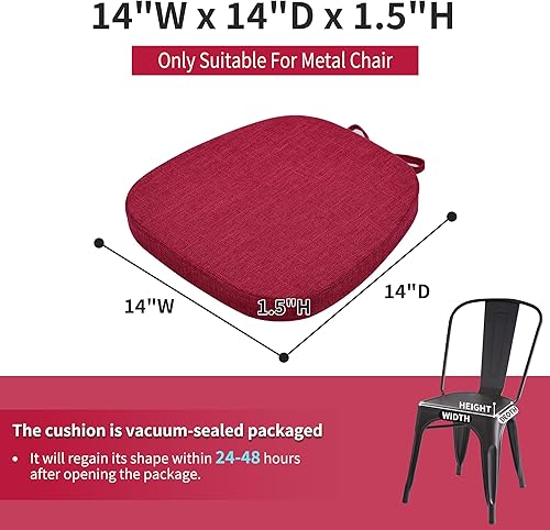 Miniatura 3 de baibu Juego de 2 cojines metálicos de 14 x 14 pulgadas para sillas de comedor con lazos, cojines metálicos antideslizantes para sillas de comedor