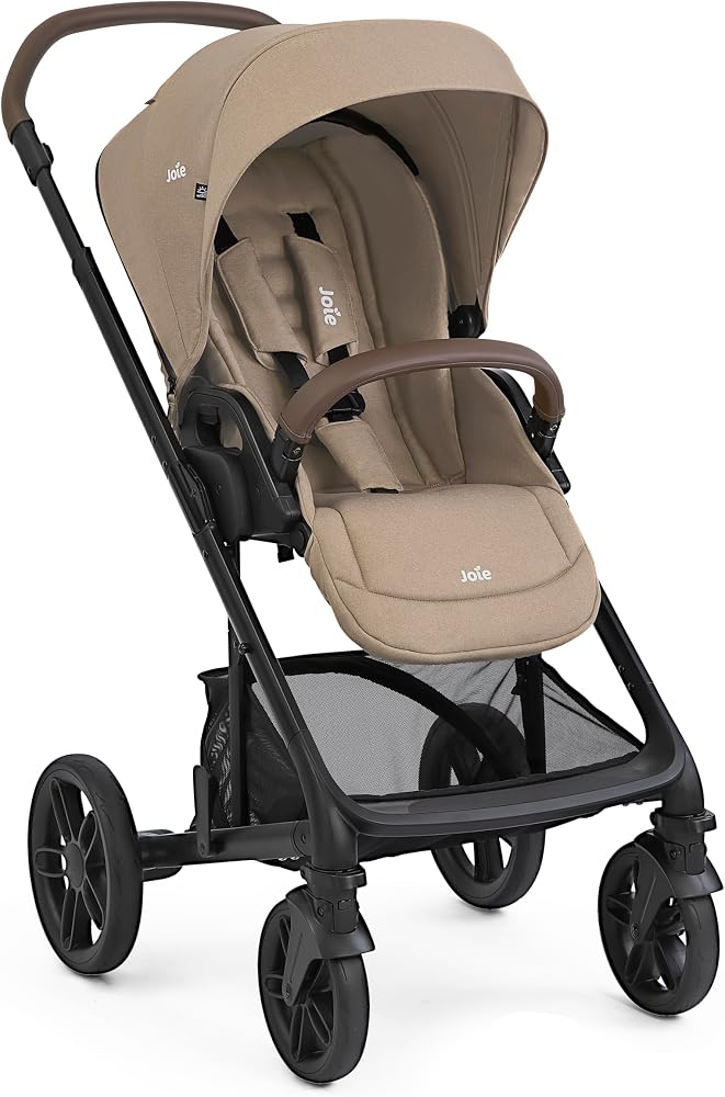 JOIE – CHROME 2 – Poussette réversible naissance à 22 kg – Dossier inclinable dont position allongé – capote UPF50+ – Pliage compact – habillage pluie et adaptateurs inclus – Coloris CASHEW