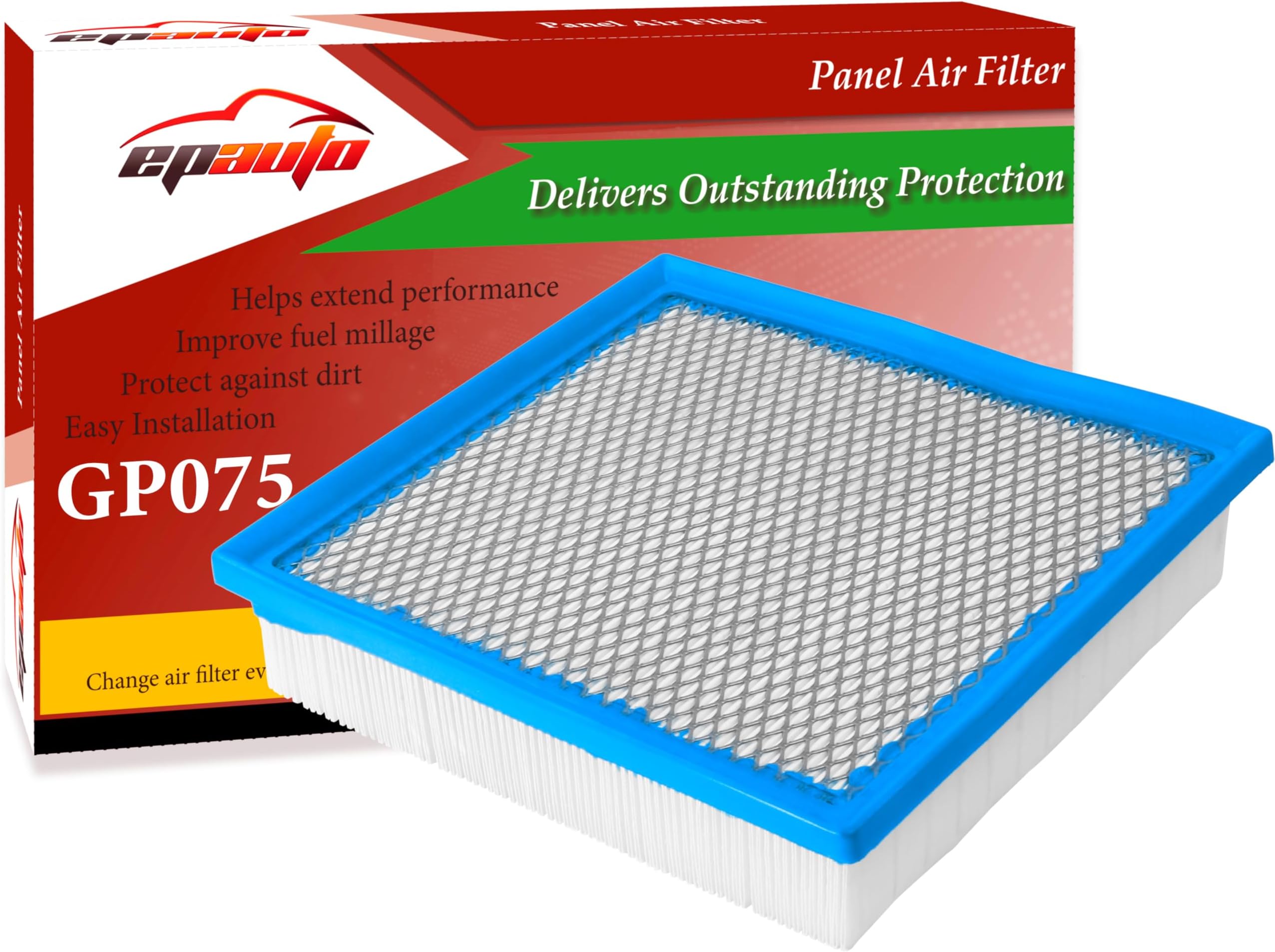 EPAUTO GP075 (CA10755) Replacement for Toyota/Lexus Panel Engine Air Filter for Avalon V6(2013-2018), Camry V6 (2012-2017), Highlander Gas (2014-2019), Sienna (2011-2020), ES350(2013-2018)