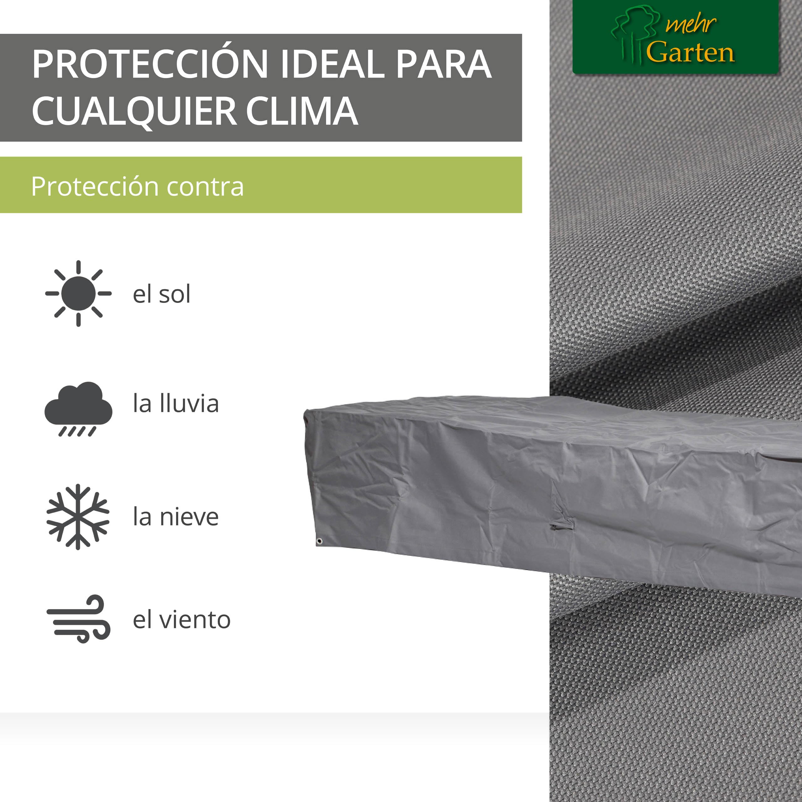 Funda para tomar el sol 210 x 75 x 40 cm | poliéster tejido Oxford 600D, color: gris