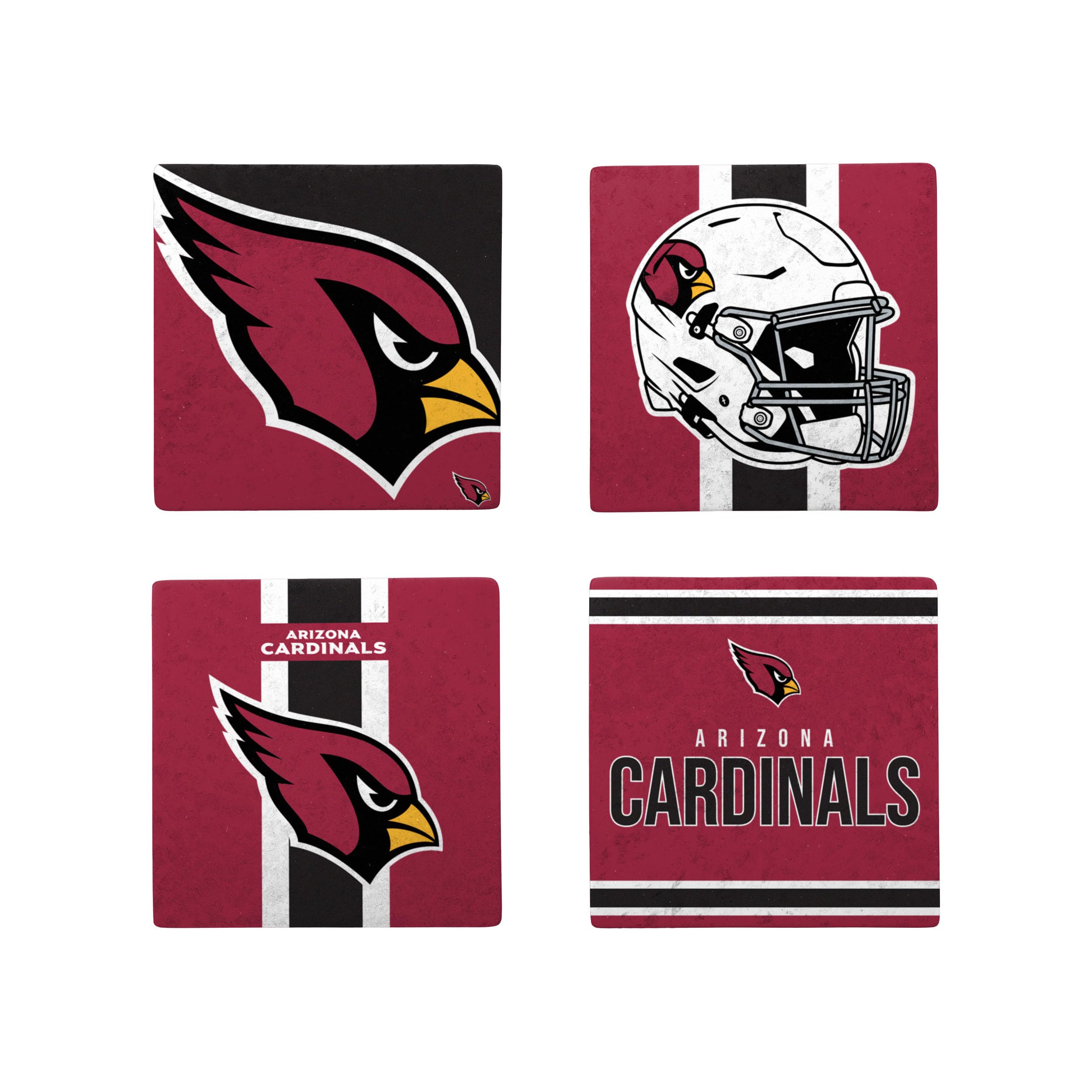 FOCO NFL Official Game Day 4-Pack Beverage Drink Stone Coaster Set (Arizona Cardinals)