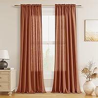 Vista 95 de Guken - Cortinas de lino negro de 108 pulgadas de largo para sala de estar, dormitorio, juego de 2 paneles, bolsillo para barra, cortinas