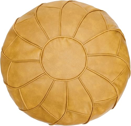 Miniatura 7 de Thgonwid Funda redonda sin relleno, taburete de cuero otomano con almacenamiento, silla de puf, reposapiés multifuncional para sala de estar,