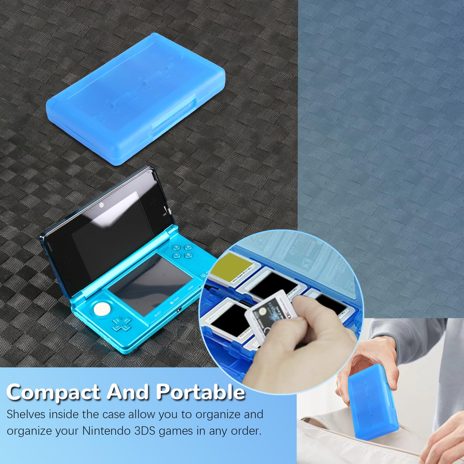Etui na karty 3DS Game Holder, etui na karty 28 w 1 Kompatybilne z Nintendo NEW 3DS/NEW 3DS XL/3DS/3DS XL/DSi/DSi XL/DS/NEW 2DS/NEW 2DS XL/2DS/2DS XL Przechowywanie wkładów Skrzynka(blue)