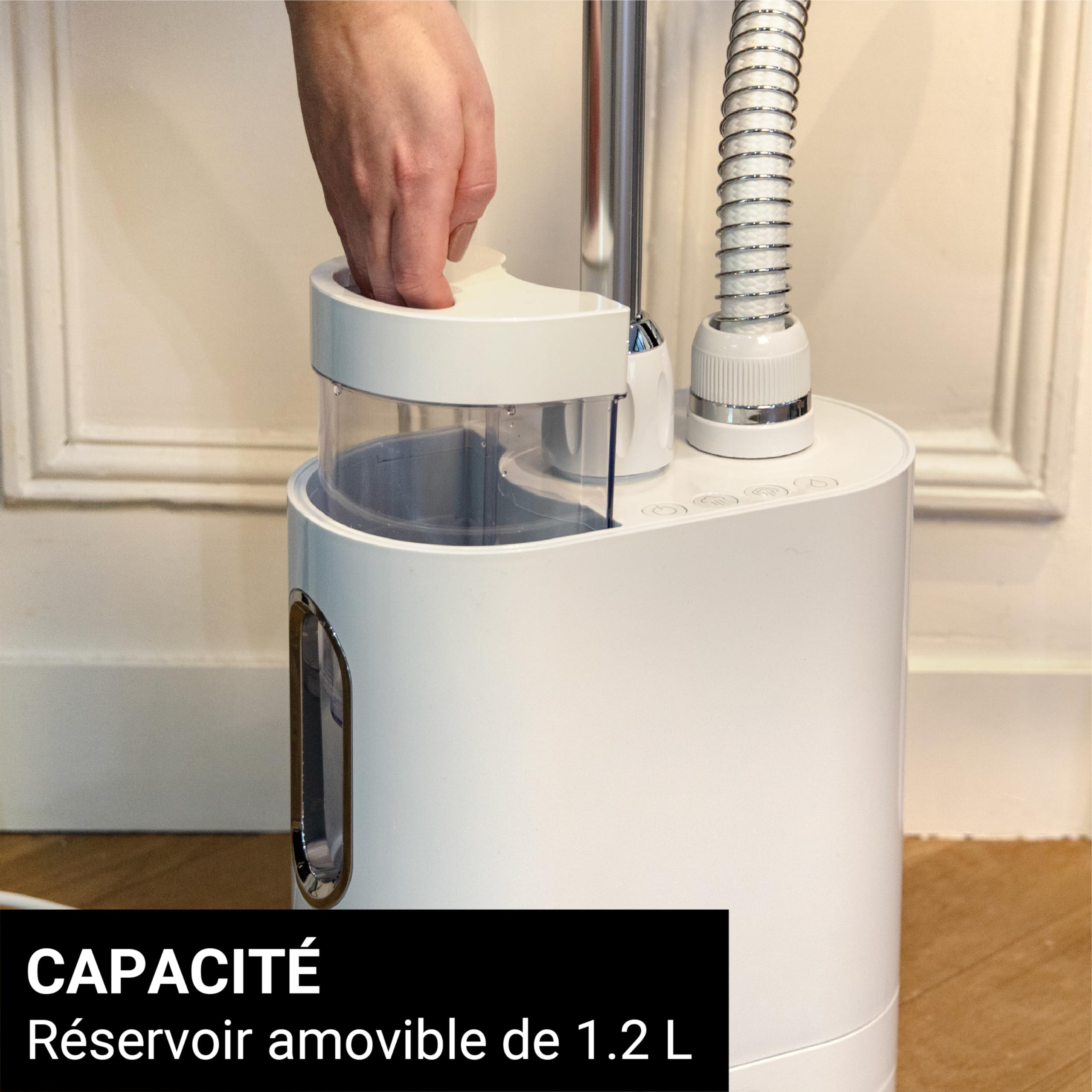 STEAMONE - Steamer Defroisseur Vapeur en Continue 1900W 40g/min - 1.2L Facile et Puissant - Cable 2.2m - Autonomie 60min - Élimine 99,99% d'Impuretés - Prêt en 30s - 2 Niveaux de Puissance EUH2020W
