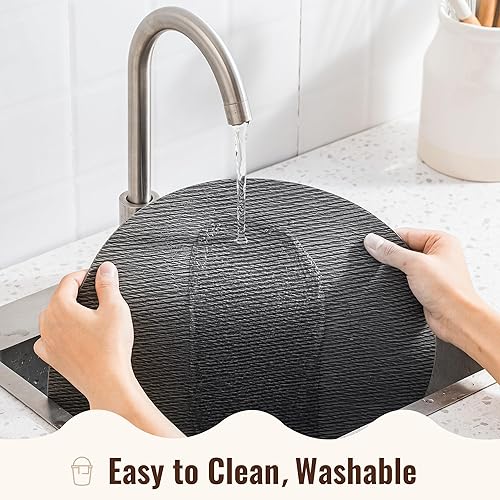 Miniatura 5 de Jovono Juego de 4 manteles individuales redondos grandes de piel sintética de 15 pulgadas, lavables, resistentes al calor, antideslizantes, con