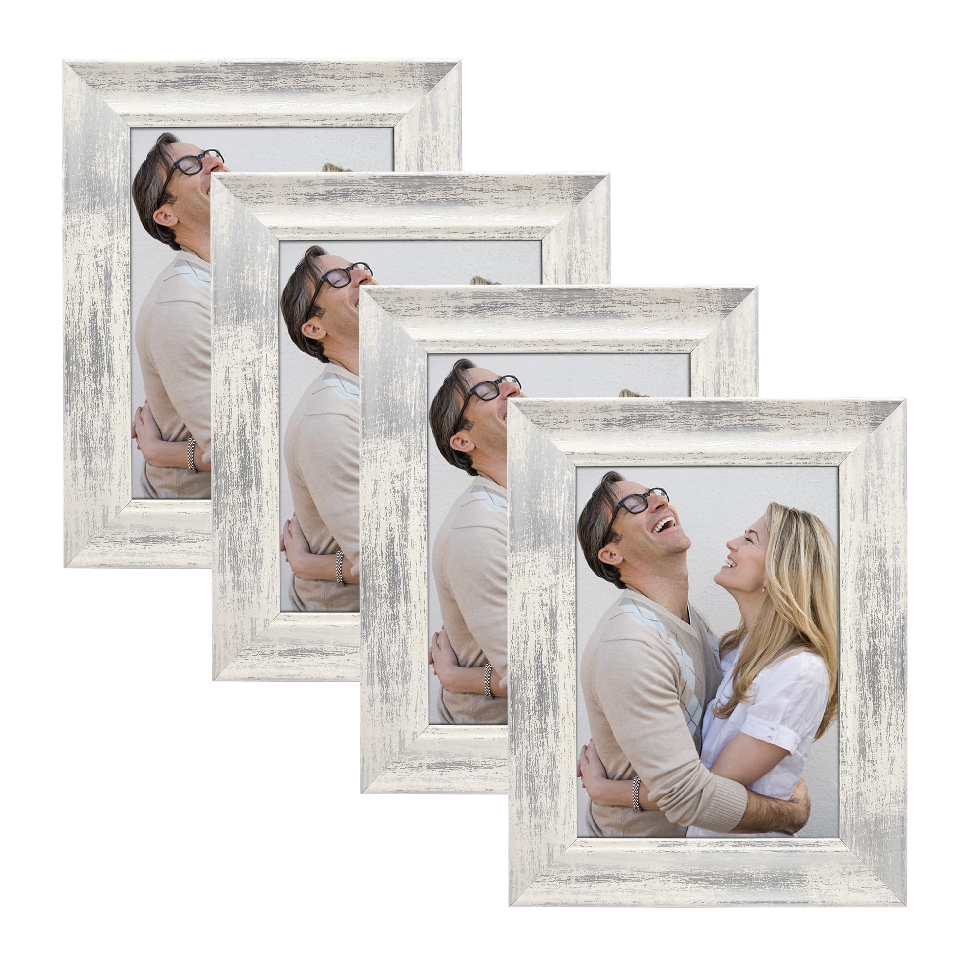 Cadre photo rustique 5x7 bois blanc à poser ou suspendre