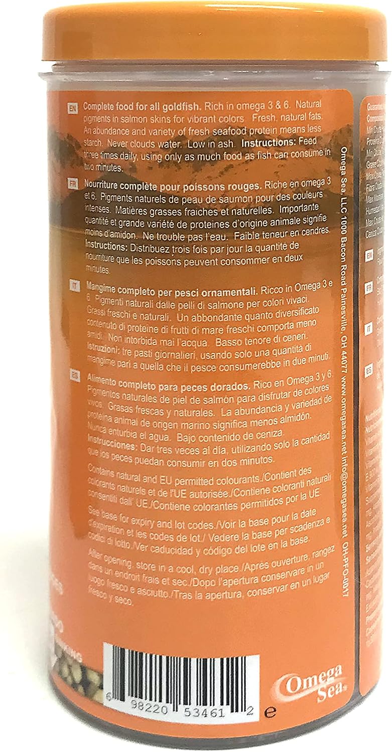 Omega One Goldfish Pellets, Sinking, 4mm Medium Pellets, 8 oz