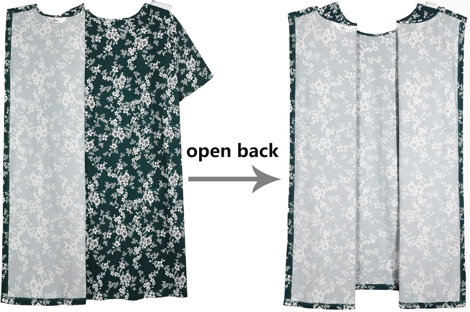 AVIIER Hospital Gowns for Women Open Back Adaptive Clothing Nightgowns Post Shoulder Surgery Dress - Image 4