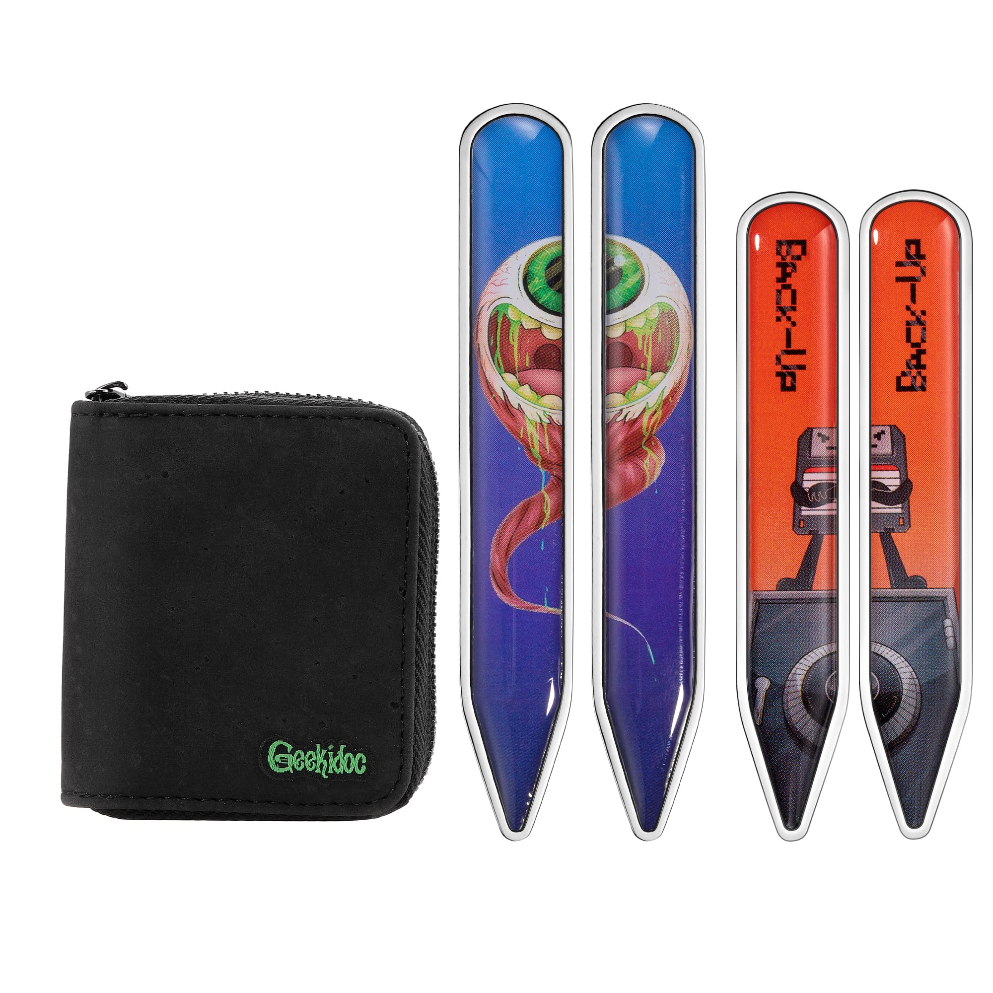 Kragenstäbchen aus Edelstahl für Herren | Krageneinsatz-Set aus chirurgischem Edelstahl, Verrückter Augapfel, 2.5 Inches