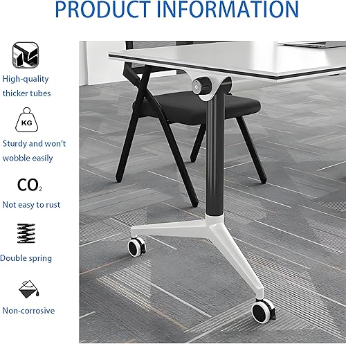 Miniatura 5 de Mesa de conferencias con ruedas con cerradura, sala de conferencias, mesa de entrenamiento móvil abatible, mesa de seminario dinámica plegable para