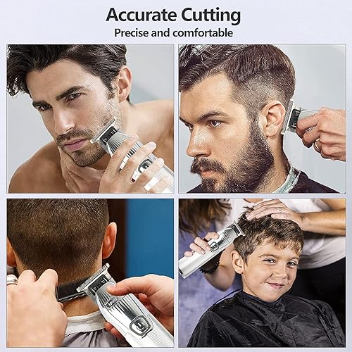 Miniatura 7 de KEMEI Cortadora de pelo profesional para hombres, cortadora de pelo para barba, recortadora de barba, inalámbrico, recargable, kit de aseo con 4