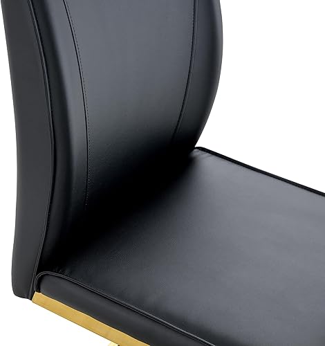 Miniatura 6 de Juego de 6 sillas de comedor modernas, tapizadas de piel sintética con respaldo alto, patas de metal, cómodos asientos para mesa de comedor para 6