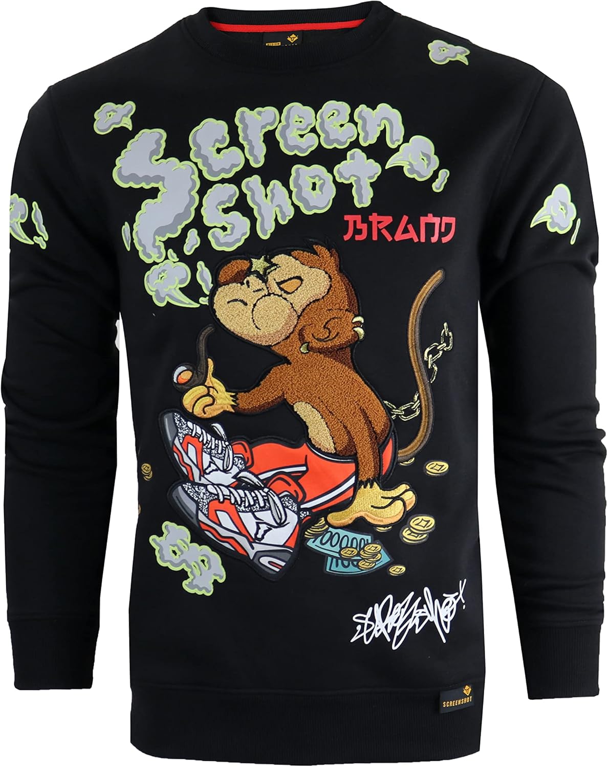 SCREENSHOT Mens Urban NYC Graffiti Hip Hop Fleece Pullover Active Fashion Crew Neck Sweatshirt Top - Image 3