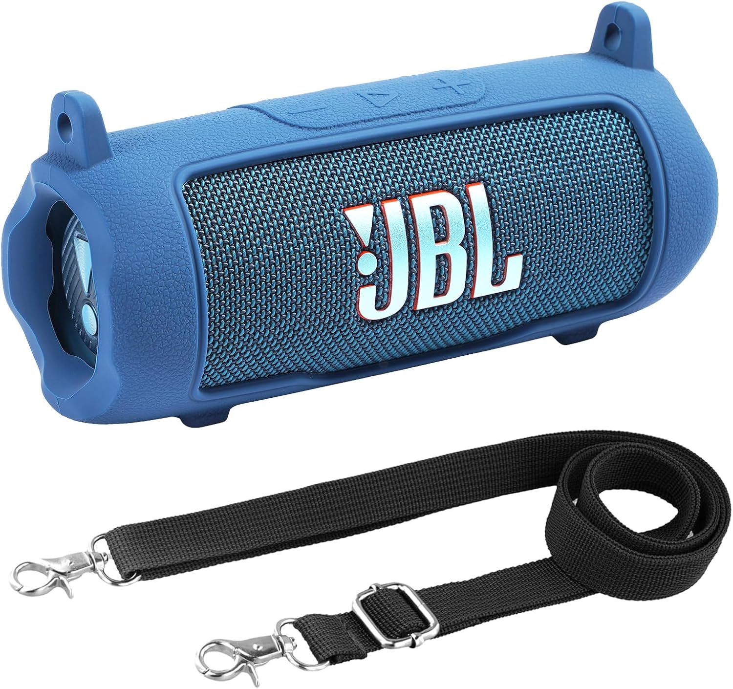 Silicone Cover Compatible with JBL Flip 7 Waterproof Portable Speaker with Shoulder Strap (Blue) - Image 2