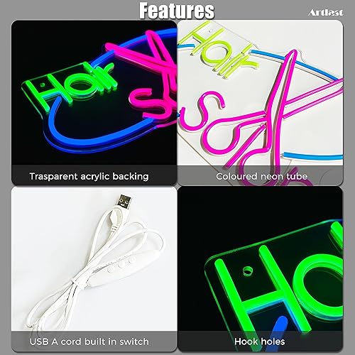 Miniatura 4 de Artlast Letrero de neón para peluquería, peluquería, peluquería, peluquería, estudio de peluquería, decoración de pared, letrero de neón para colgar