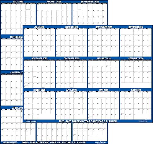 SwiftGlimpse - Calendario académico de pared 2024-2025 de 18 x 24 pulgadas, borrado en seco, borrable, grande, laminado en húmedo y en seco,
