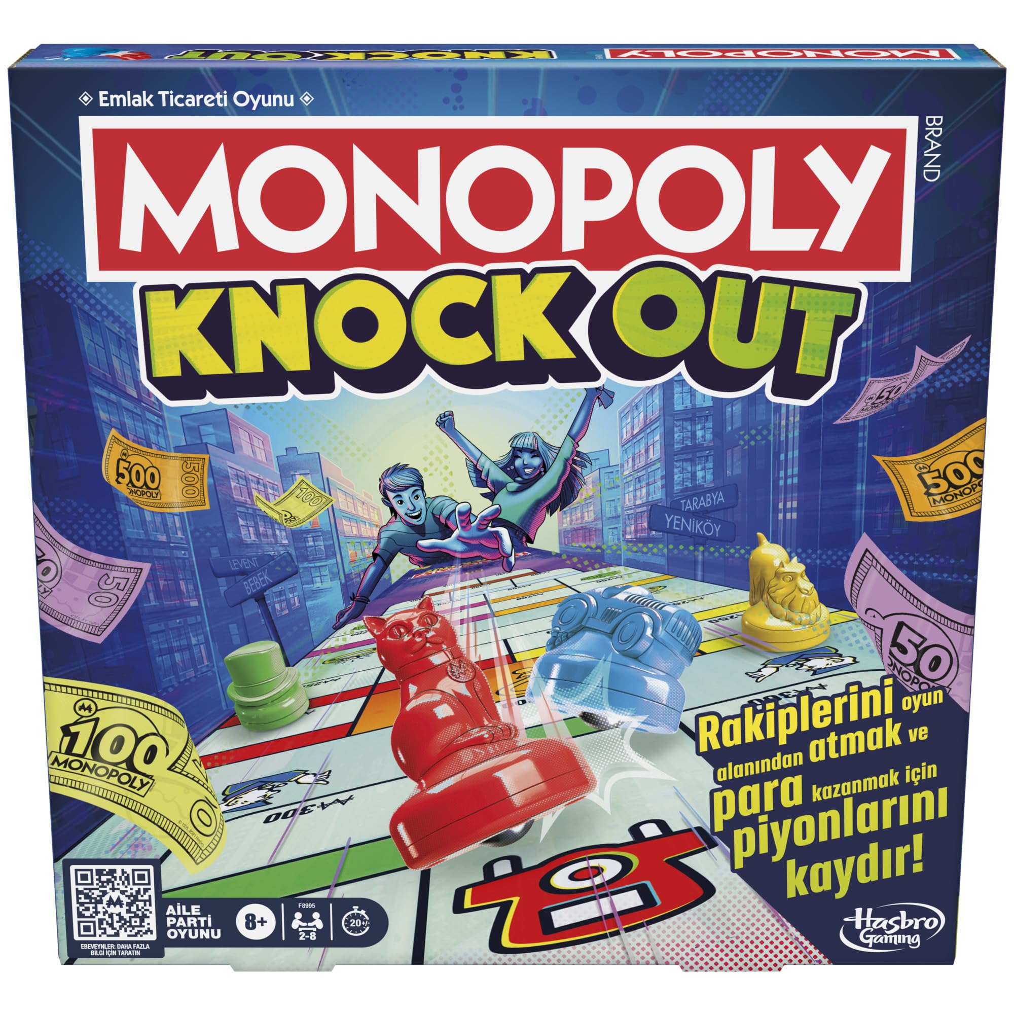 Hasbro Monopoly Knockout Board Game for Family Celebrations - Turkish Version, Mixed, 267 mm x 267 mm