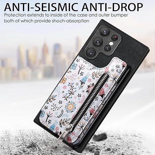 Miniatura 8 de Asuwish Funda de teléfono para Samsung Galaxy S22 Ultra 5G con protector de pantalla de vidrio templado y bloqueo RFID, soporte para tarjetas,