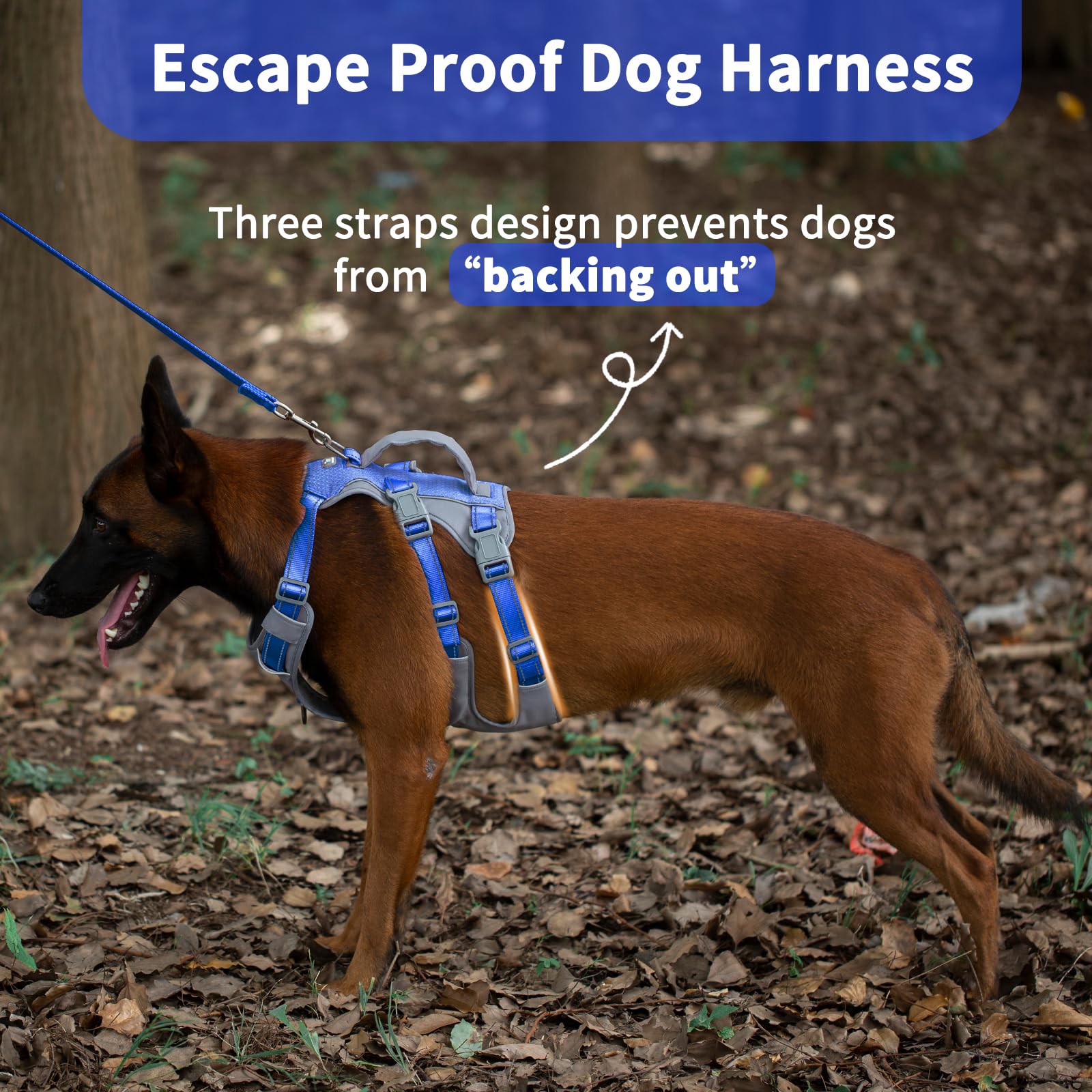 Huntboo Escape Proof Dog Harness Medium, Anti-Pull Dog Harness with Handle, Breathable, Adjustable, Reflective Dog Harnesses - Image 2