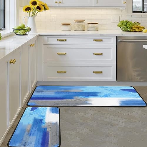 Miniatura 3 de Juego de 2 tapetes de cocina negros con parte trasera antideslizante, tapetes de cocina lavables para accesorios y decoración del hogar, 17 x 47.2 y