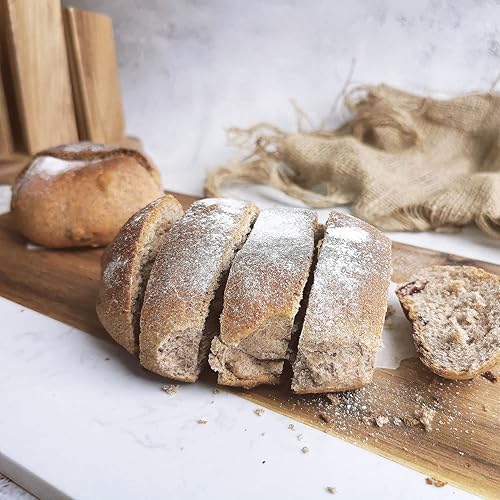 Miniatura 3 de Azauvc Tabla de cortar con mármol blanco y madera natural tabla de servir tabla de queso para carne de frutas con asa tabla de cortar para pan