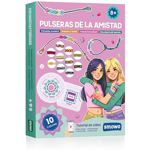Smowo® Kit para hacer pulseras de hilo – Set para tejer pulseras de la amistad para niñas - Incluye manual y videos de instrucciones